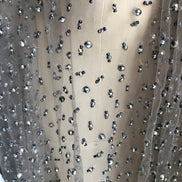 Silver Beading on Pewter Tulle- 39