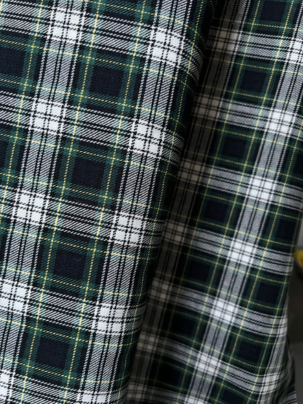 Sevenberry: Green, Very Dark Navy, Yellow, White Classic Plaid Twill- Lightweight Cotton- 57” Wide- SB-13110D17-29