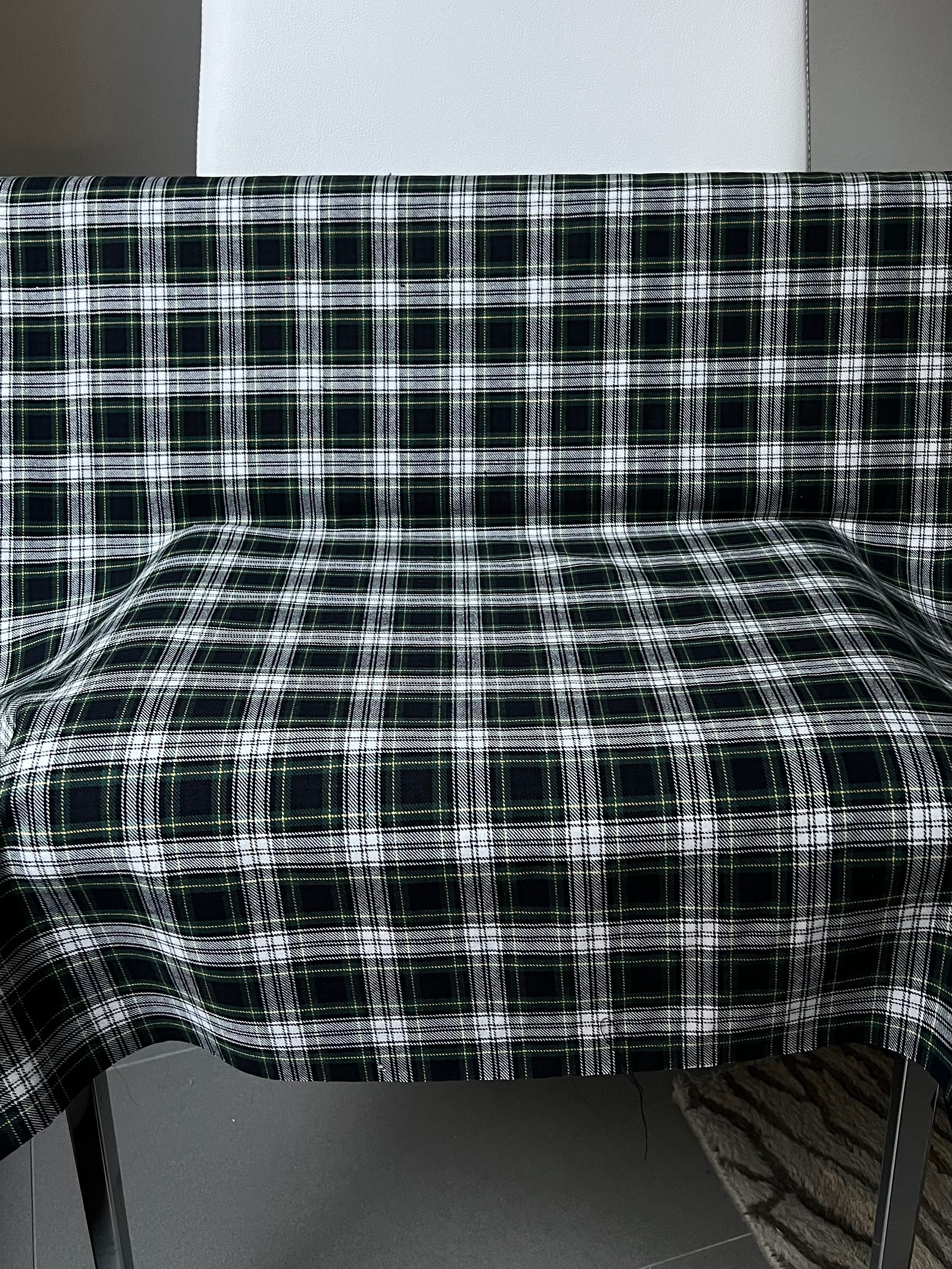 Sevenberry: Green, Very Dark Navy, Yellow, White Classic Plaid Twill- Lightweight Cotton- 57” Wide- SB-13110D17-29