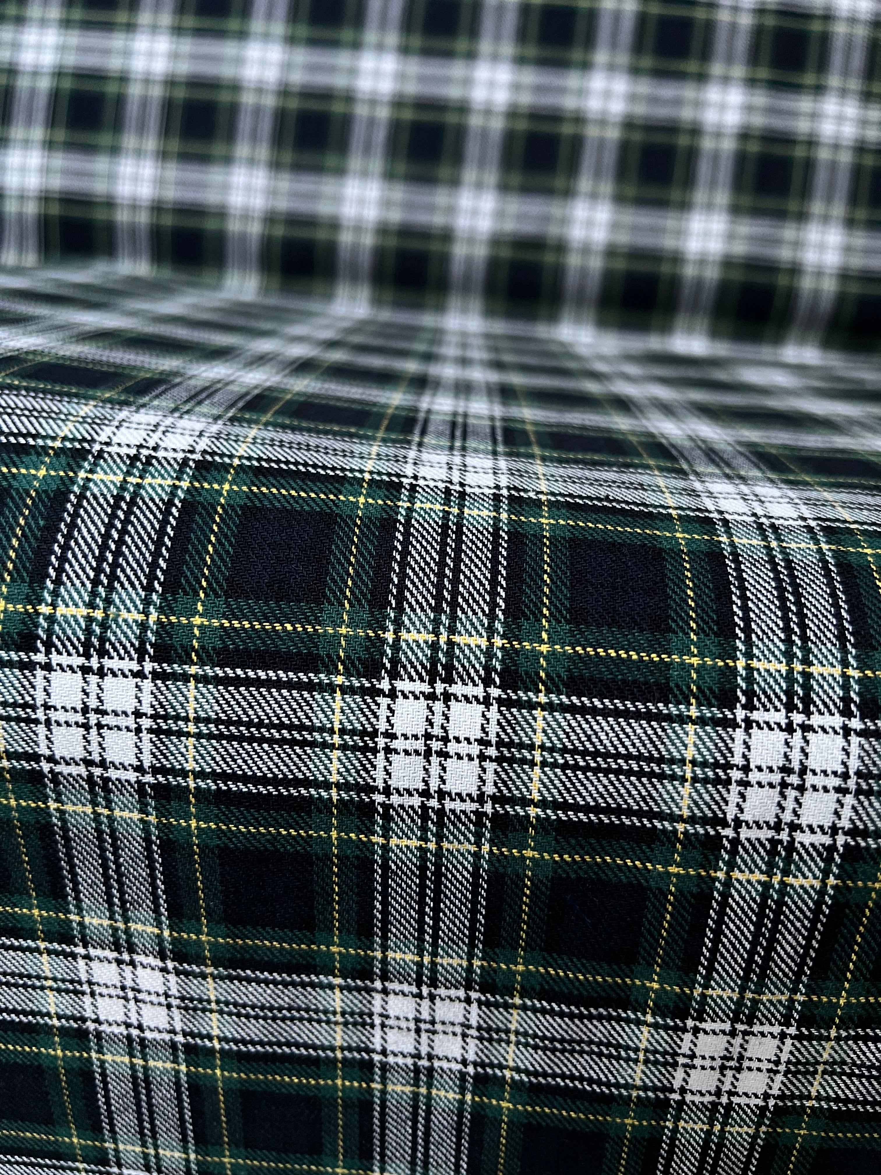 Sevenberry: Green, Very Dark Navy, Yellow, White Classic Plaid Twill- Lightweight Cotton- 57” Wide- SB-13110D17-29