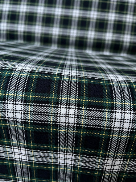 Sevenberry: Green, Very Dark Navy, Yellow, White Classic Plaid Twill- Lightweight Cotton- 57” Wide- SB-13110D17-29
