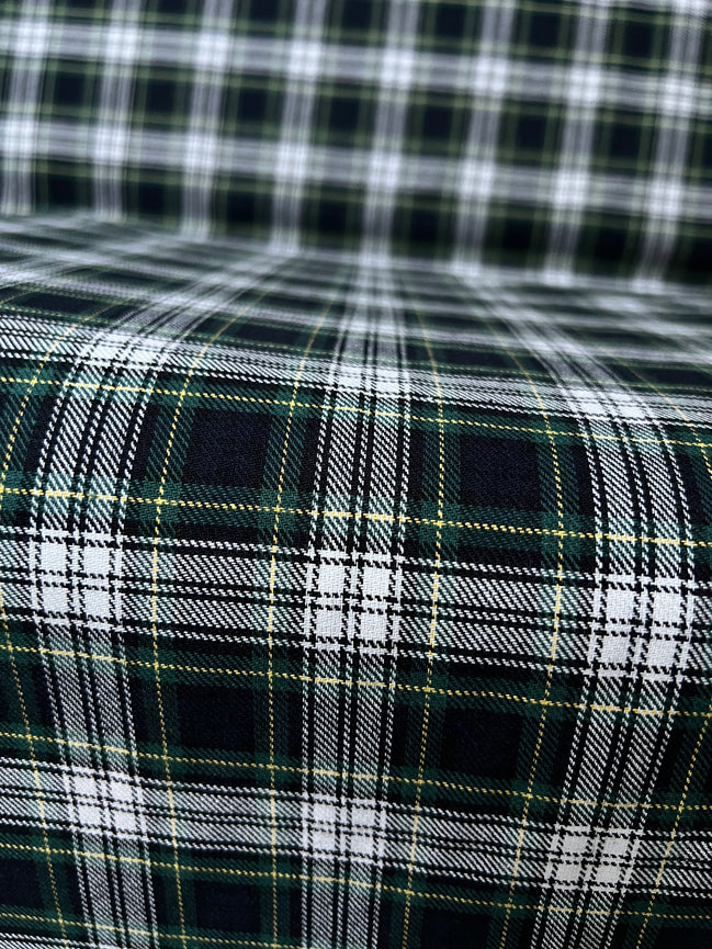 Sevenberry: Green, Very Dark Navy, Yellow, White Classic Plaid Twill- Lightweight Cotton- 57” Wide- SB-13110D17-29