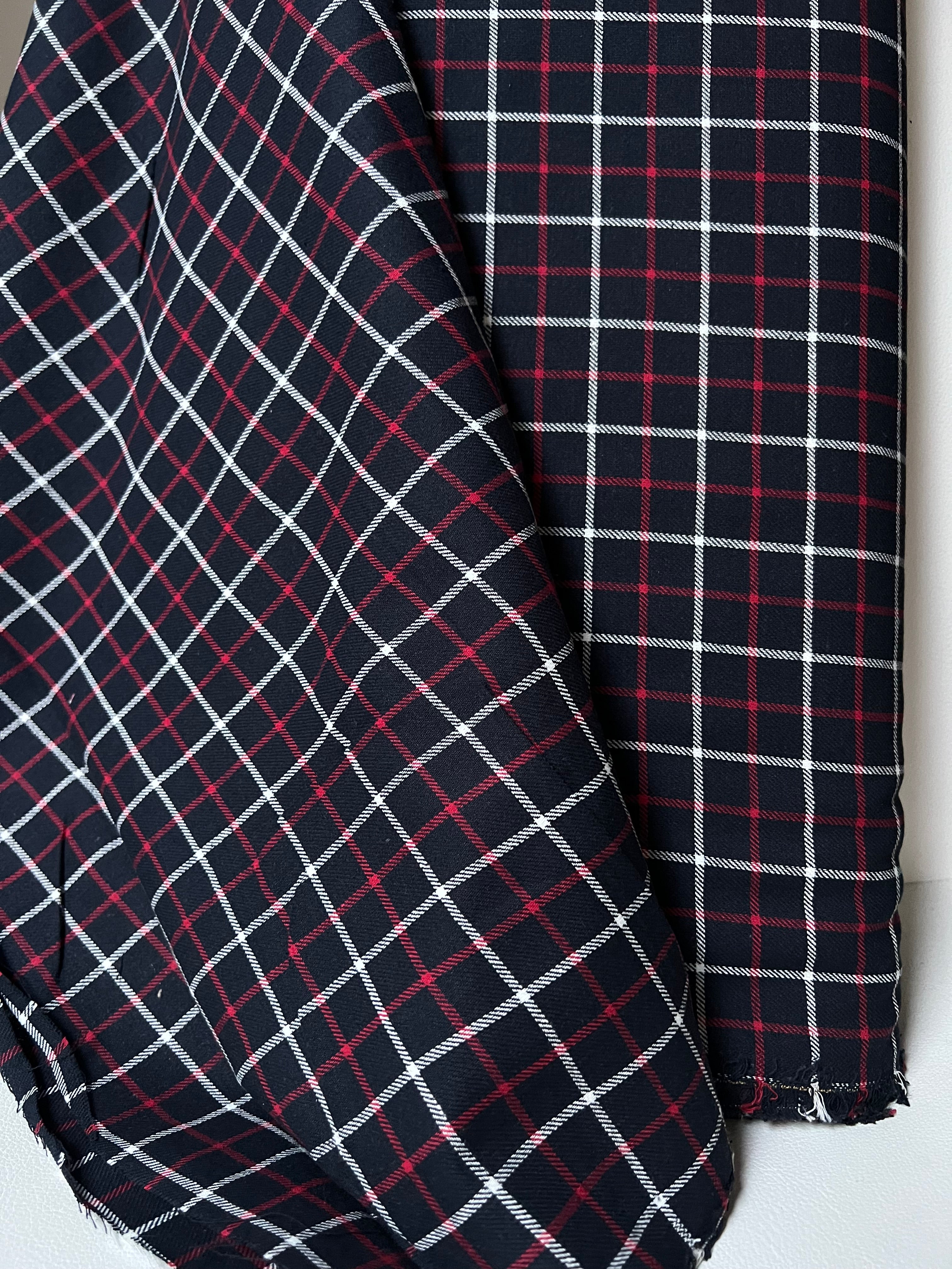 Sevenberry: Red, Very Dark Navy, White Classic Plaid Twill- Lightweight Cotton- 57” Wide- SB-13110D18-9