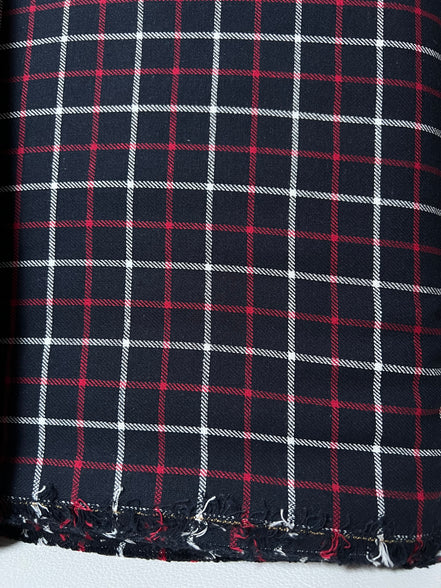 Sevenberry: Red, Very Dark Navy, White Classic Plaid Twill- Lightweight Cotton- 57” Wide- SB-13110D18-9