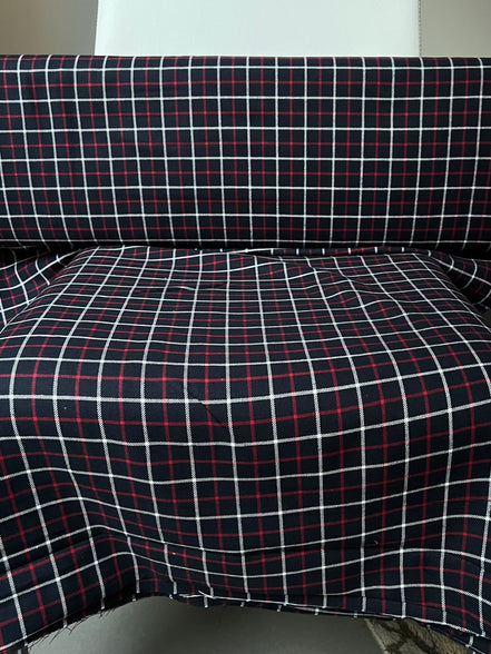 Sevenberry: Red, Very Dark Navy, White Classic Plaid Twill- Lightweight Cotton- 57” Wide- SB-13110D18-9