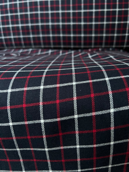 Sevenberry: Red, Very Dark Navy, White Classic Plaid Twill- Lightweight Cotton- 57” Wide- SB-13110D18-9
