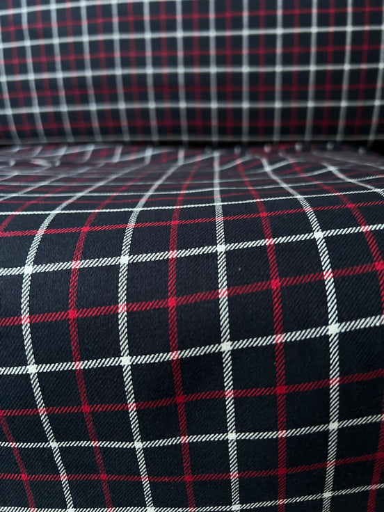 Sevenberry: Red, Very Dark Navy, White Classic Plaid Twill- Lightweight Cotton- 57” Wide- SB-13110D18-9