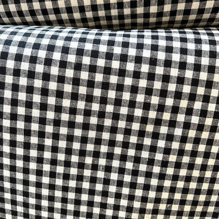 Essex Yarn Dyed Classic Wovens- Linen- Cotton Blend- Black- Gingham- 43” Wide