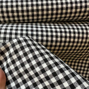 Essex Yarn Dyed Classic Wovens- Linen- Cotton Blend- Black- Gingham- 43” Wide