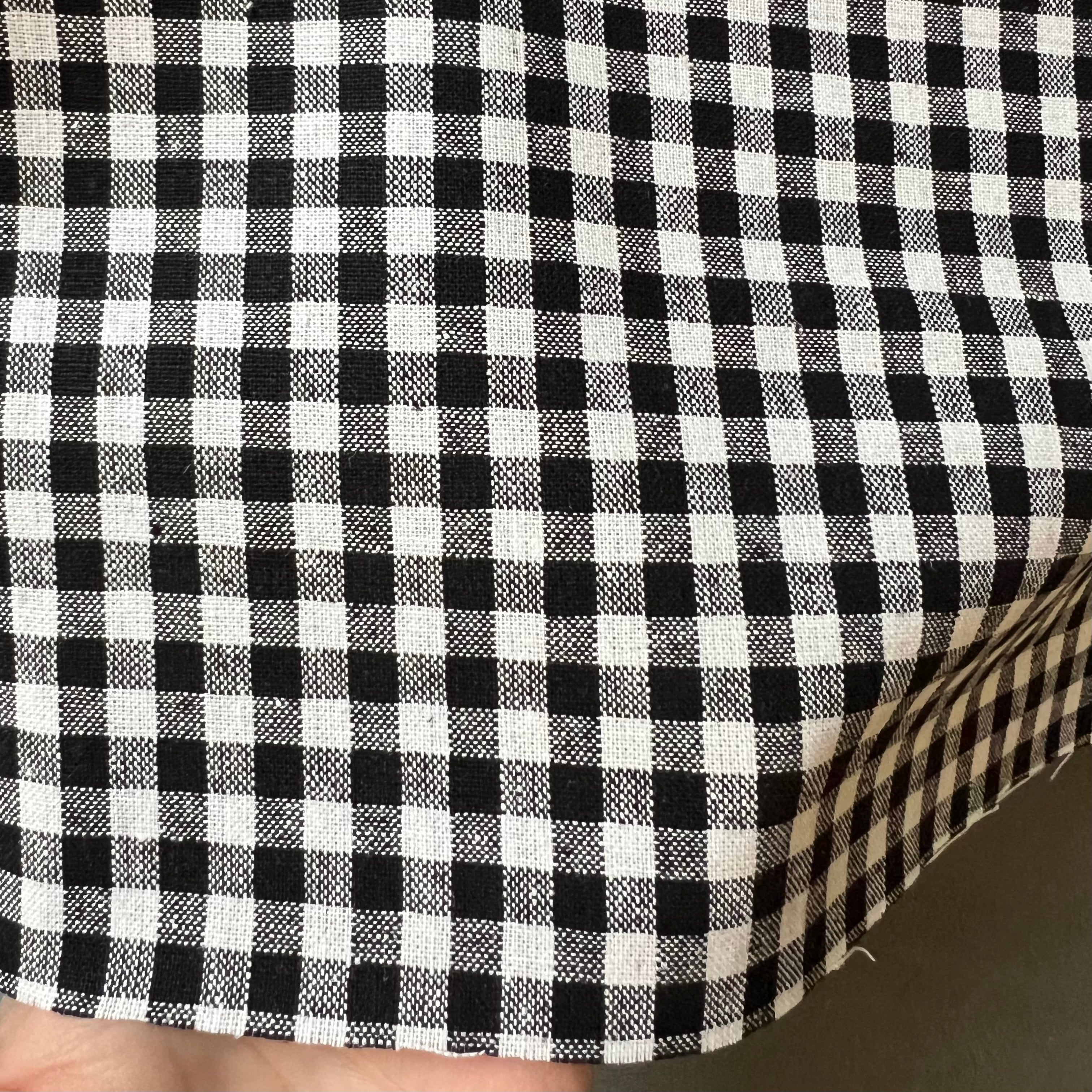 Essex Yarn Dyed Classic Wovens- Linen- Cotton Blend- Black- Gingham- 43” Wide