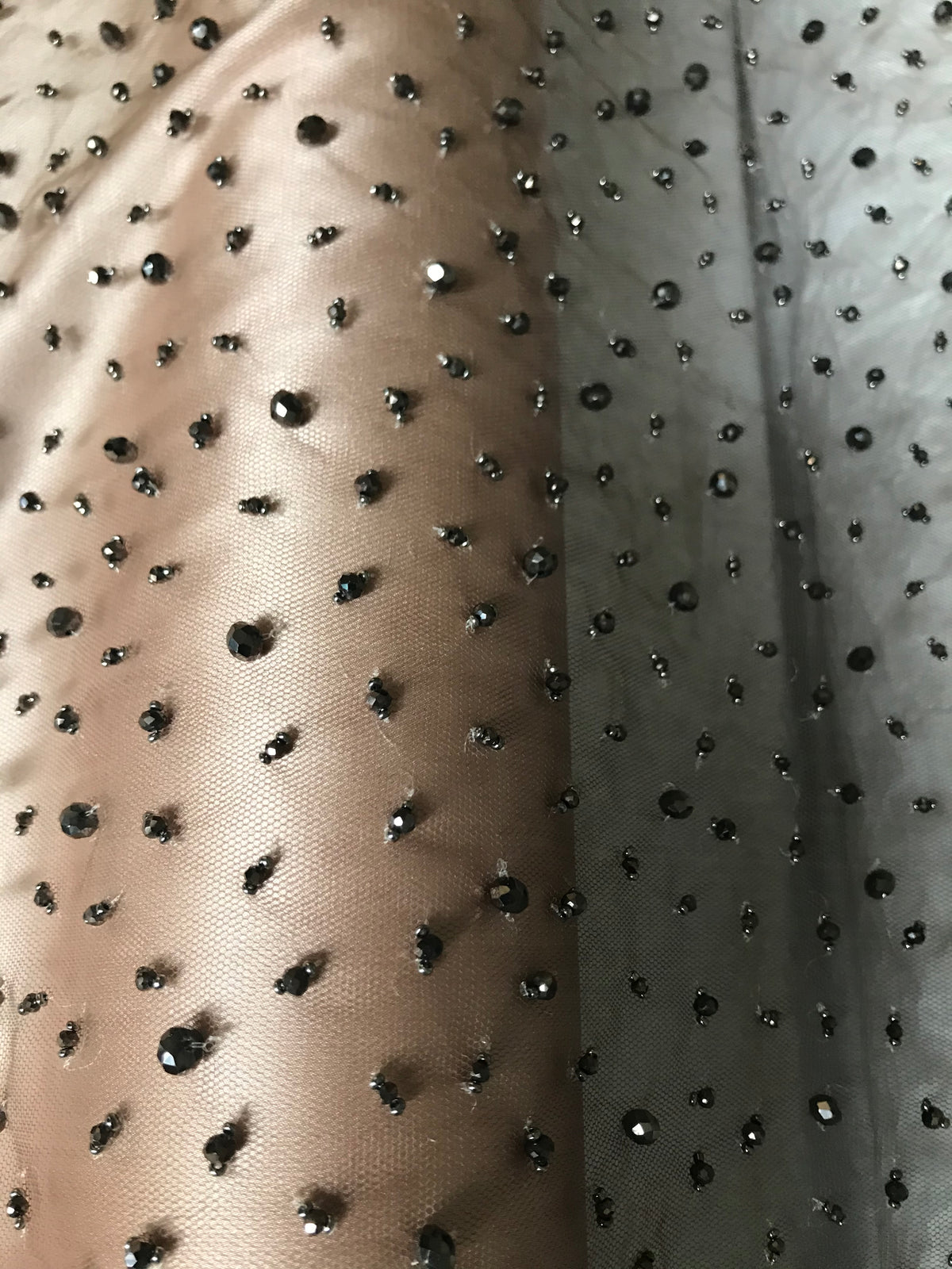 Cocoa/ Cafe au lait/ Light Brown Beaded Tulle- 39