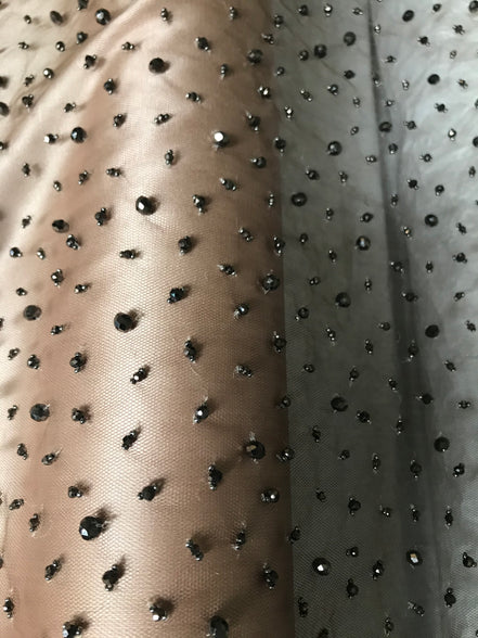 Cocoa/ Cafe au lait/ Light Brown Beaded Tulle- 39" (211)