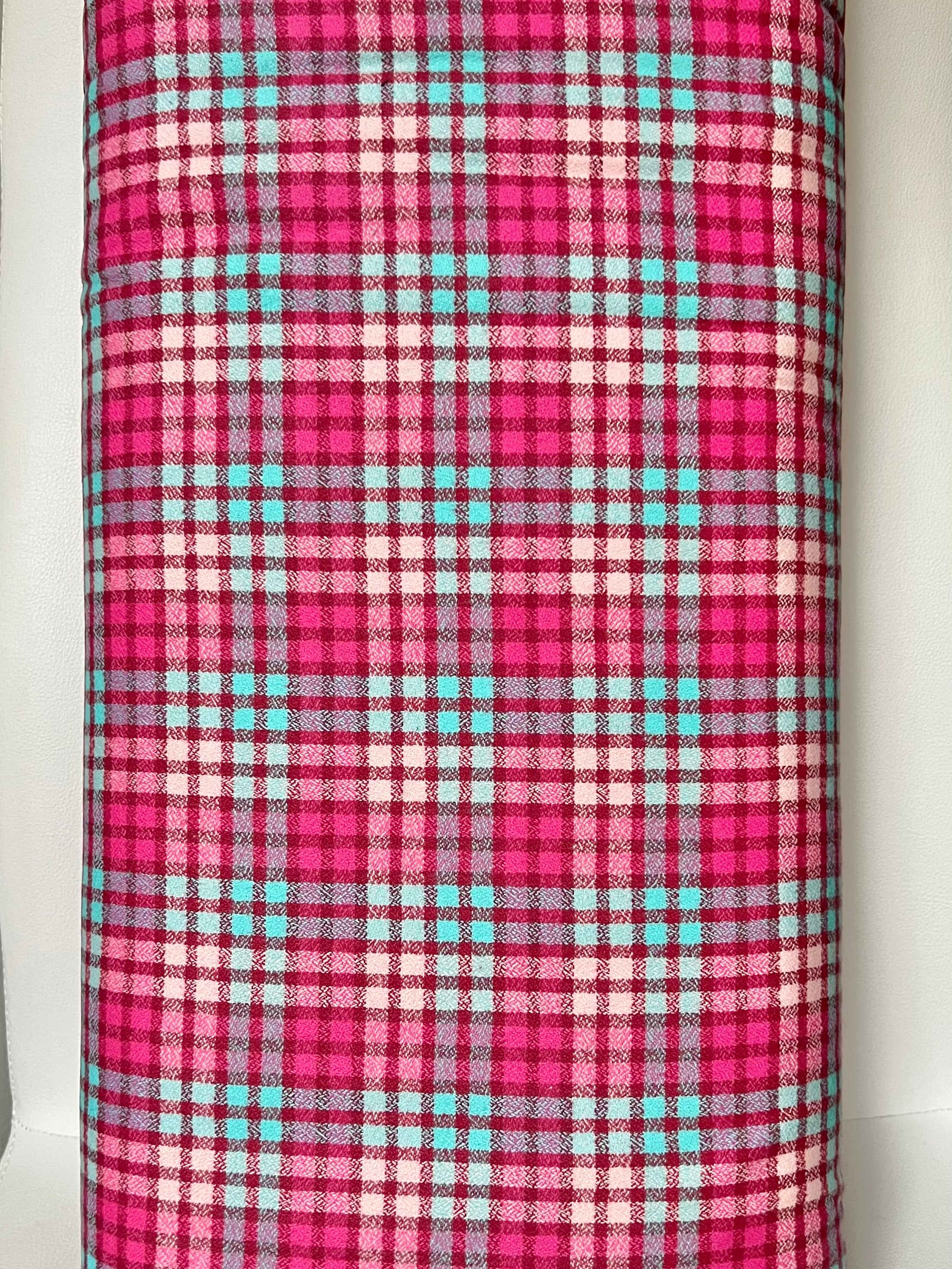 Mammoth Junior Flannel- “AZALEA”- Hot Pink, Light Purple, Aqua- Cotton- 44” Wide