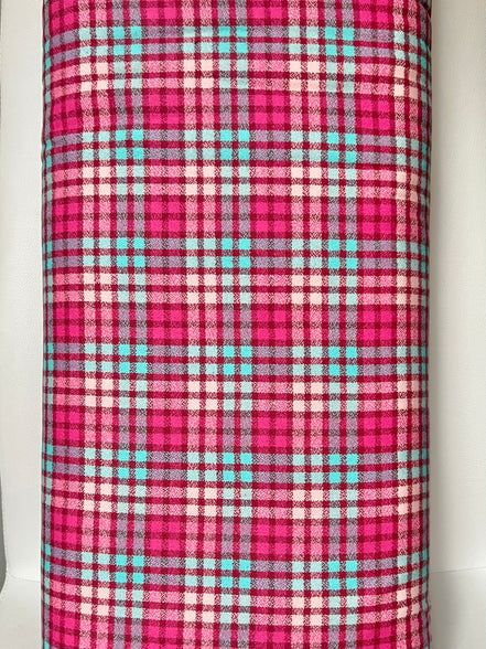 Mammoth Junior Flannel- “AZALEA”- Hot Pink, Light Purple, Aqua- Cotton- 44” Wide