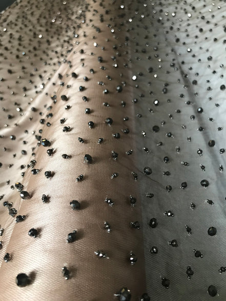 Cocoa/ Cafe au lait/ Light Brown Beaded Tulle- 39" (211)