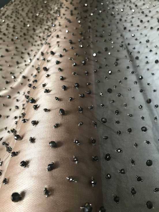 Cocoa/ Cafe au lait/ Light Brown Beaded Tulle- 39" (211)