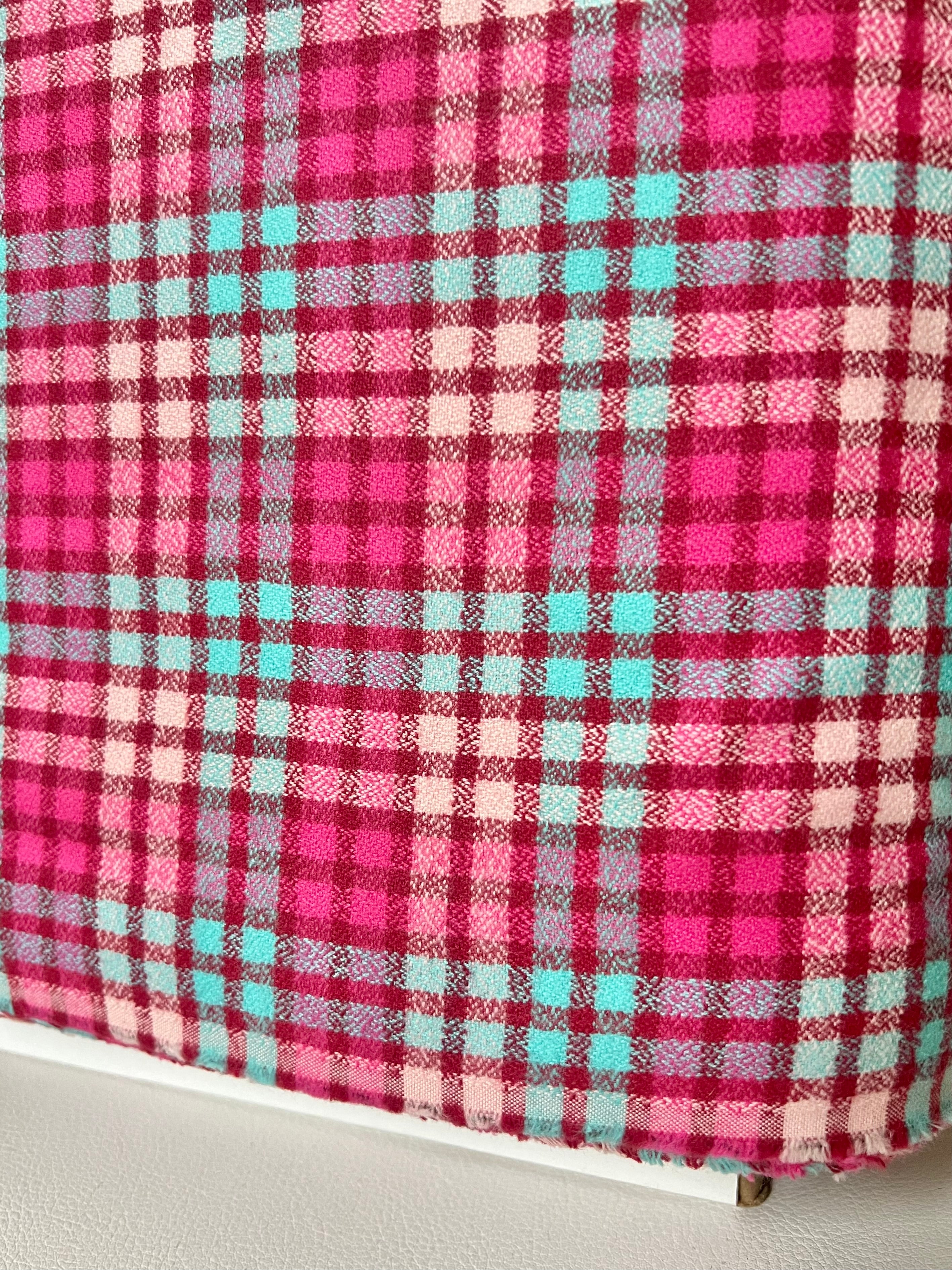 Mammoth Junior Flannel- “AZALEA”- Hot Pink, Light Purple, Aqua- Cotton- 44” Wide