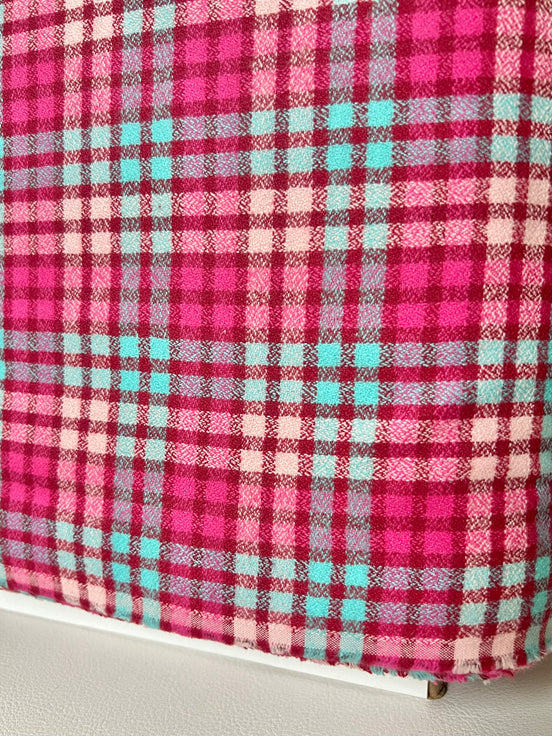 Mammoth Junior Flannel- “Azalea”- Hot Pink, Light Purple, Aqua- Cotton- 44” Wide