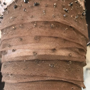 Cocoa/ Cafe au lait/ Light Brown Beaded Tulle- 39