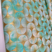 Aqua from Golden Vibes- 100% Cotton- 44” Wide- Gold Metallic
