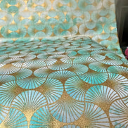 Aqua from Golden Vibes- 100% Cotton- 44” Wide- Gold Metallic