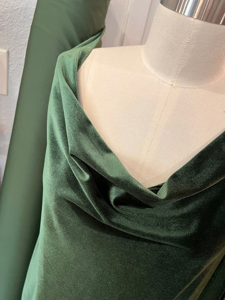 Hunter Green Spandex Velvet- 60” Wide