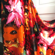 343 Red Floral Fusion Silk Charmeuse- 45