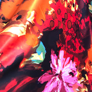 343 Red Floral Fusion Silk Charmeuse- 45