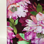 Magenta, Coral, Green on Dark Burgundy, Large Florals- 44” Wide Cotton Fabric- “Plum