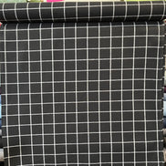 Essex Yarn Dyed Classic Wovens- Linen- Cotton Blend- Black- Windowpane Check- 43