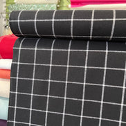 Essex Yarn Dyed Classic Wovens- Linen- Cotton Blend- Black- Windowpane Check- 43