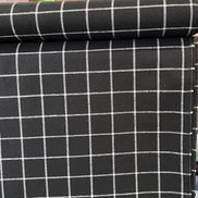 Essex Yarn Dyed Classic Wovens- Linen- Cotton Blend- Black- Windowpane Check- 43