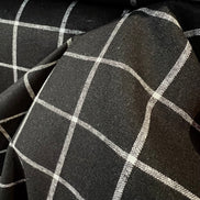 Essex Yarn Dyed Classic Wovens- Linen- Cotton Blend- Black- Windowpane Check- 43