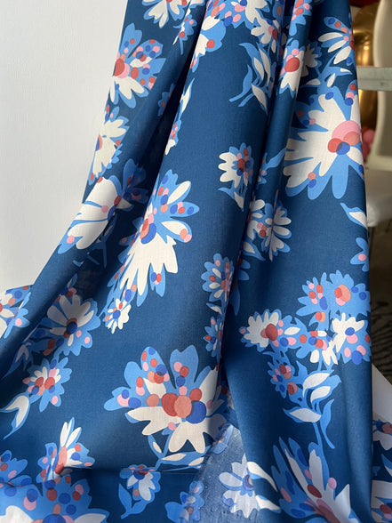 Optic Floral (B)- Blue- Liberty Tana Lawn