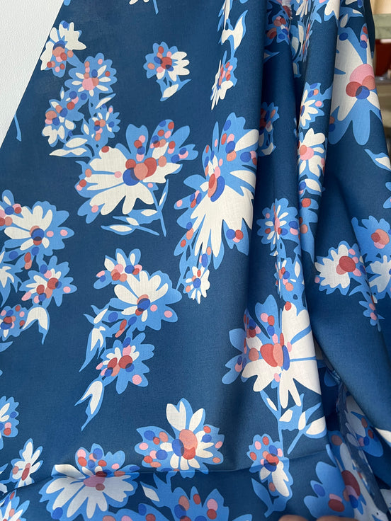 Optic Floral (B)- Blue- Liberty Tana Lawn
