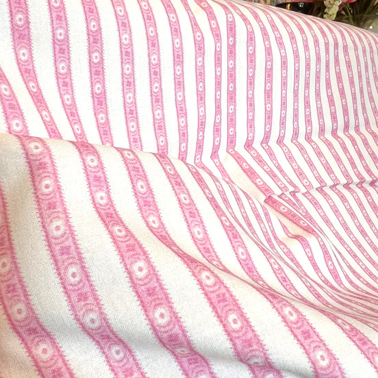 Half Yard- Sajou Pink and White Stripes- Cotton Fabric- 59" Wide