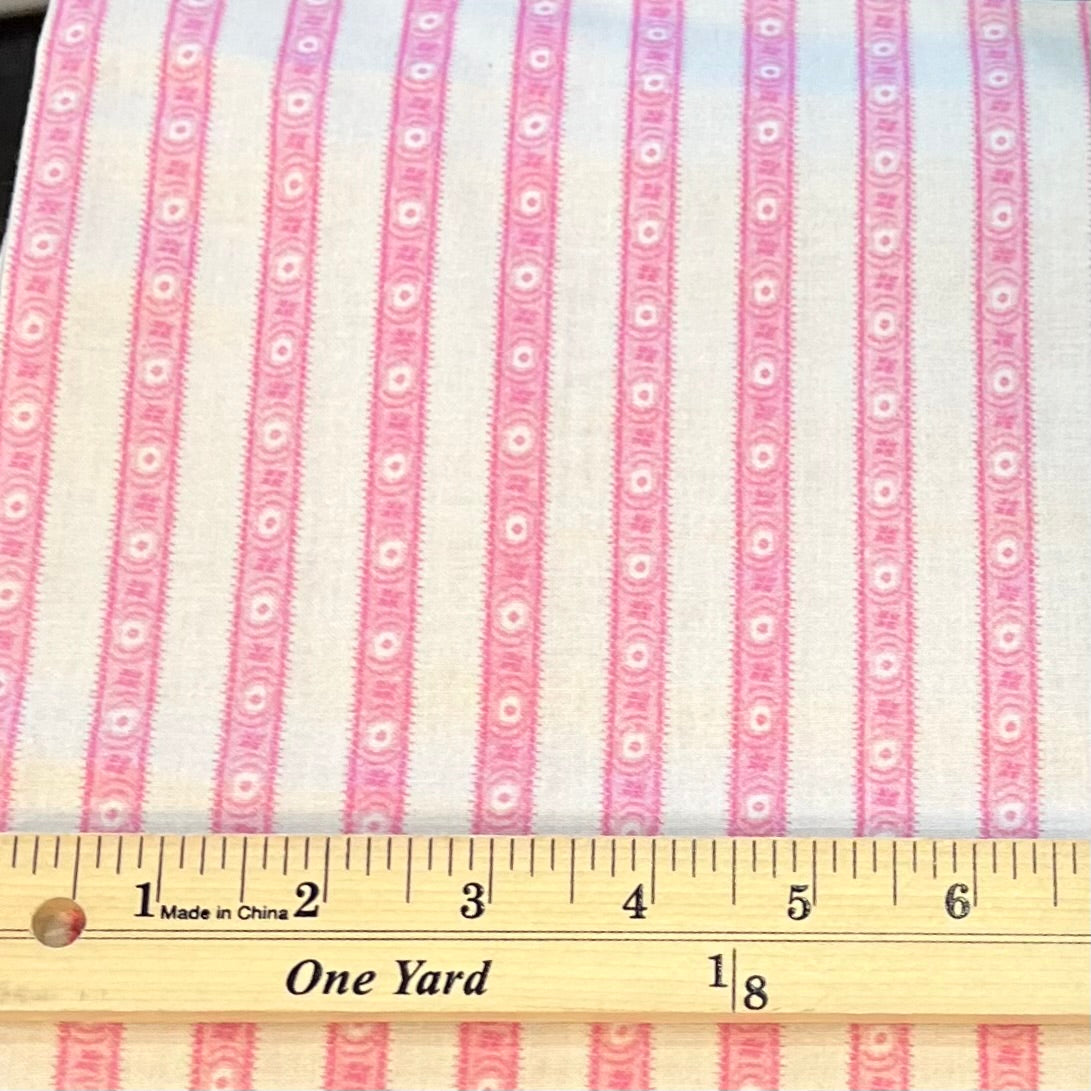 Half Yard- Sajou Pink and White Stripes- Cotton Fabric- 59