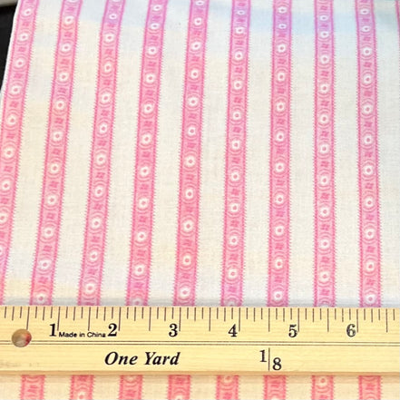 Half Yard- Sajou Pink and White Stripes- Cotton Fabric- 59" Wide