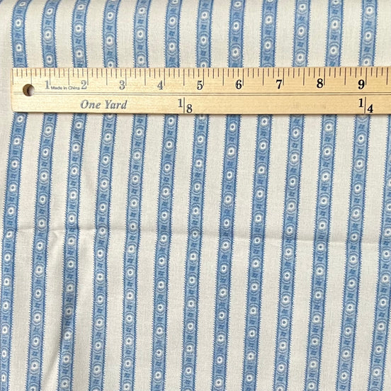 Half Yard- Sajou Blue and White Stripes- Cotton Fabric- 59" Wide