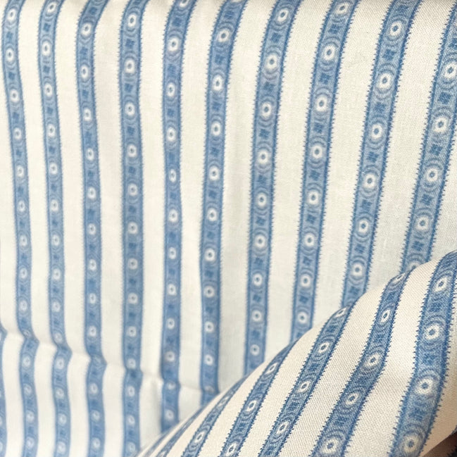 Half Yard- Sajou Blue and White Stripes- Cotton Fabric- 59" Wide