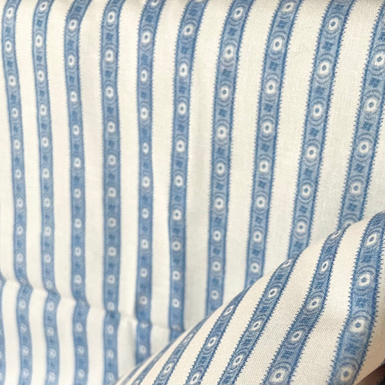 Half Yard- Sajou Blue and White Stripes- Cotton Fabric- 59" Wide