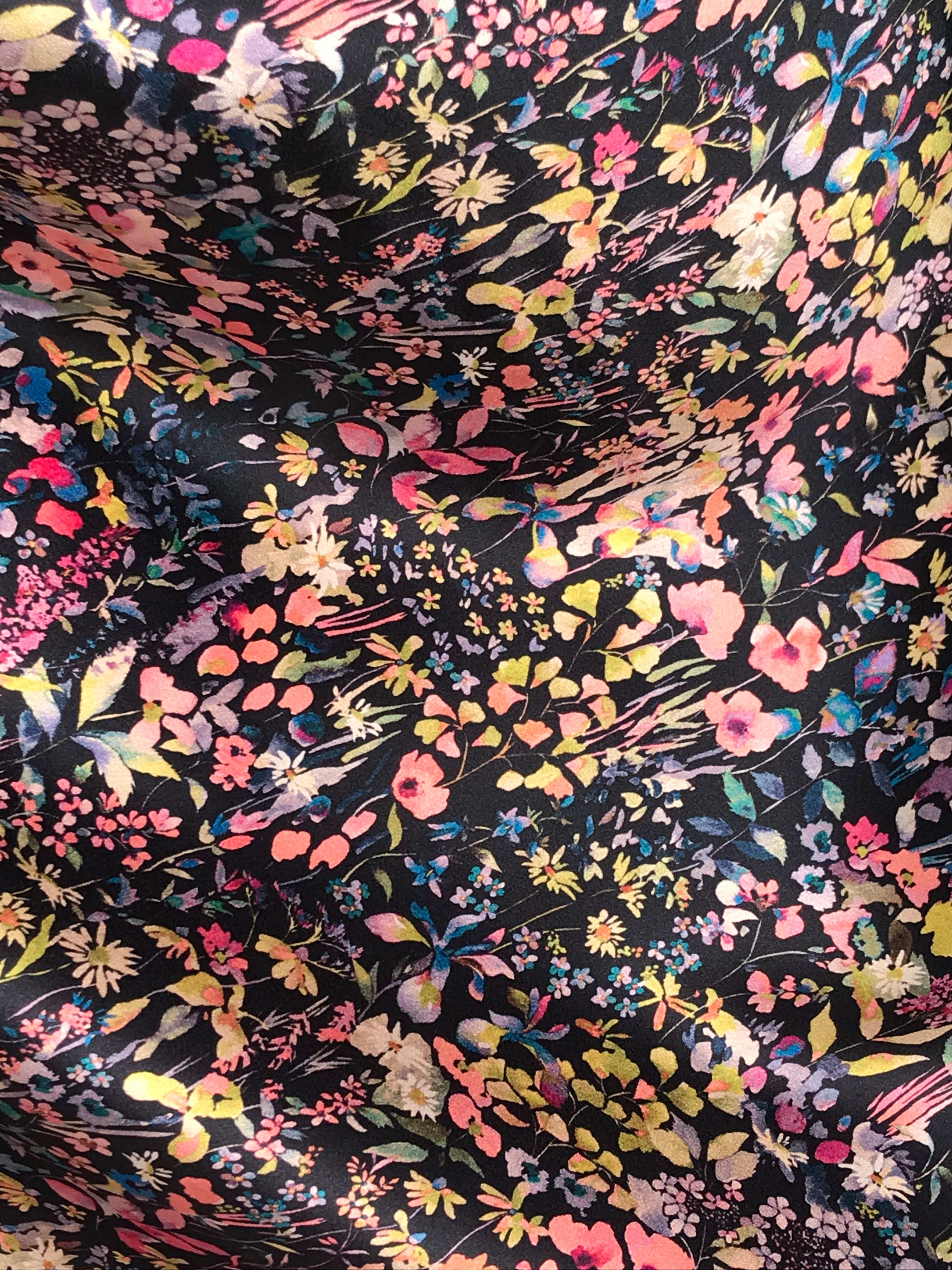 Liberty Felda- Black Belgravia Silk Satin- 54” Wide