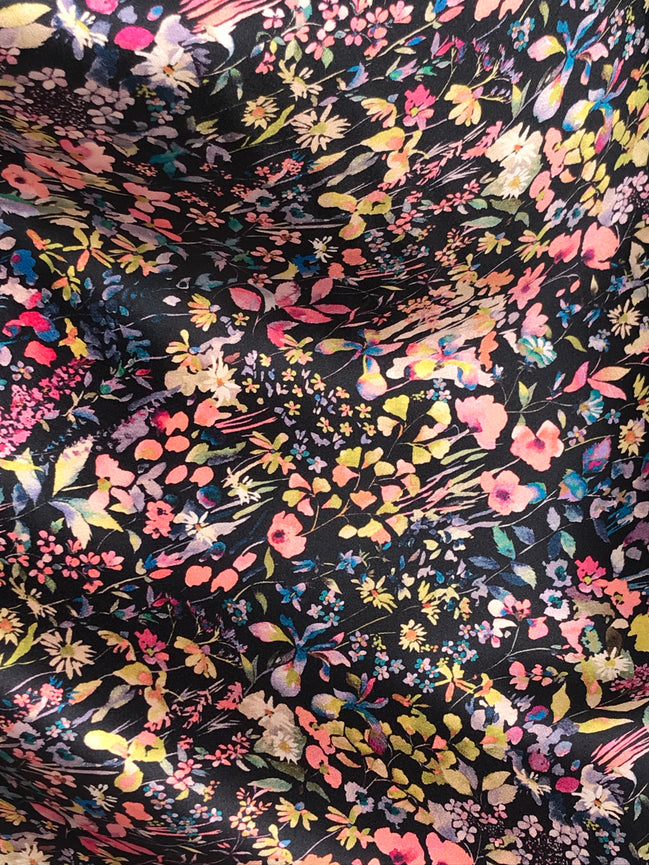 Liberty Felda- Black Belgravia Silk Satin- 54” Wide