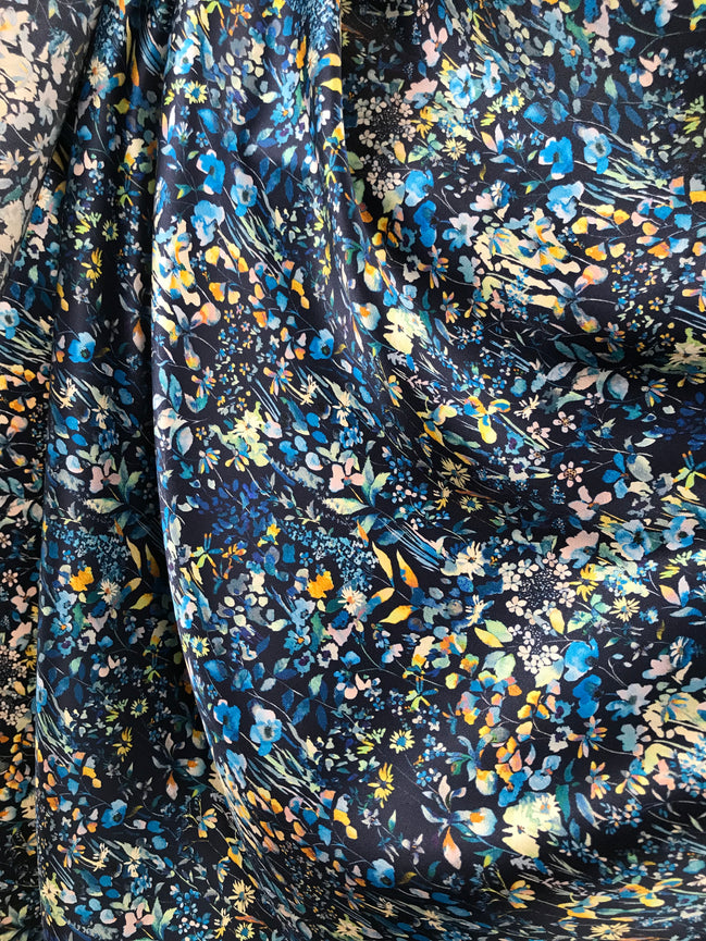 Liberty Felda- Dark Blue Belgravia Silk Satin- 54” Wide