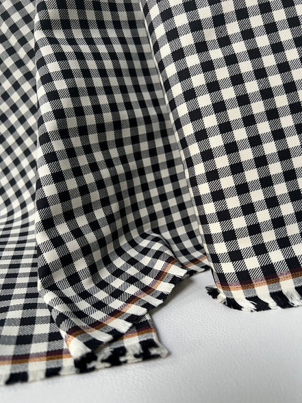 Sevenberry: Black, Off White Gingham Twill- Lightweight Cotton- 57” Wide- “Pepper”- SB-13110D13-188