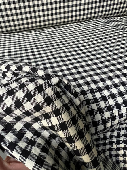 Sevenberry: Black, Off White Gingham Twill- Lightweight Cotton- 57” Wide- “Pepper”- SB-13110D13-188