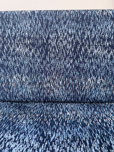 Navy Blue Print Cotton Fabric - “Linear Storm Kurai"- Art Gallery- AGF