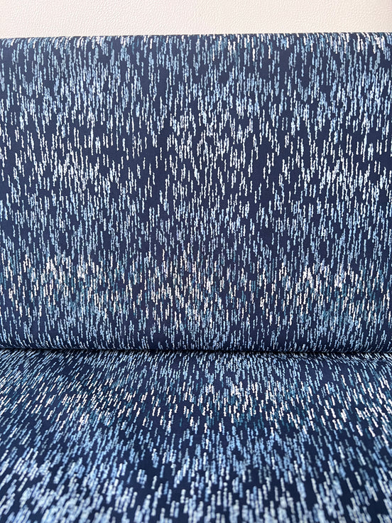 Navy Blue Print Cotton Fabric - “Linear Storm Kurai"- Art Gallery- AGF