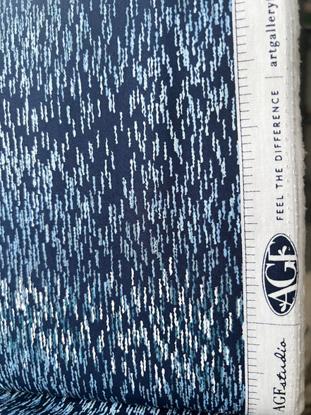 Navy Blue Print Cotton Fabric - “Linear Storm Kurai"- Art Gallery- AGF