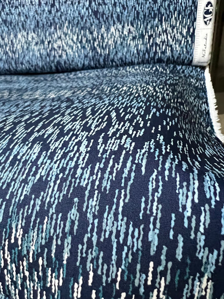 Navy Blue Print Cotton Fabric - “Linear Storm Kurai"- Art Gallery- AGF